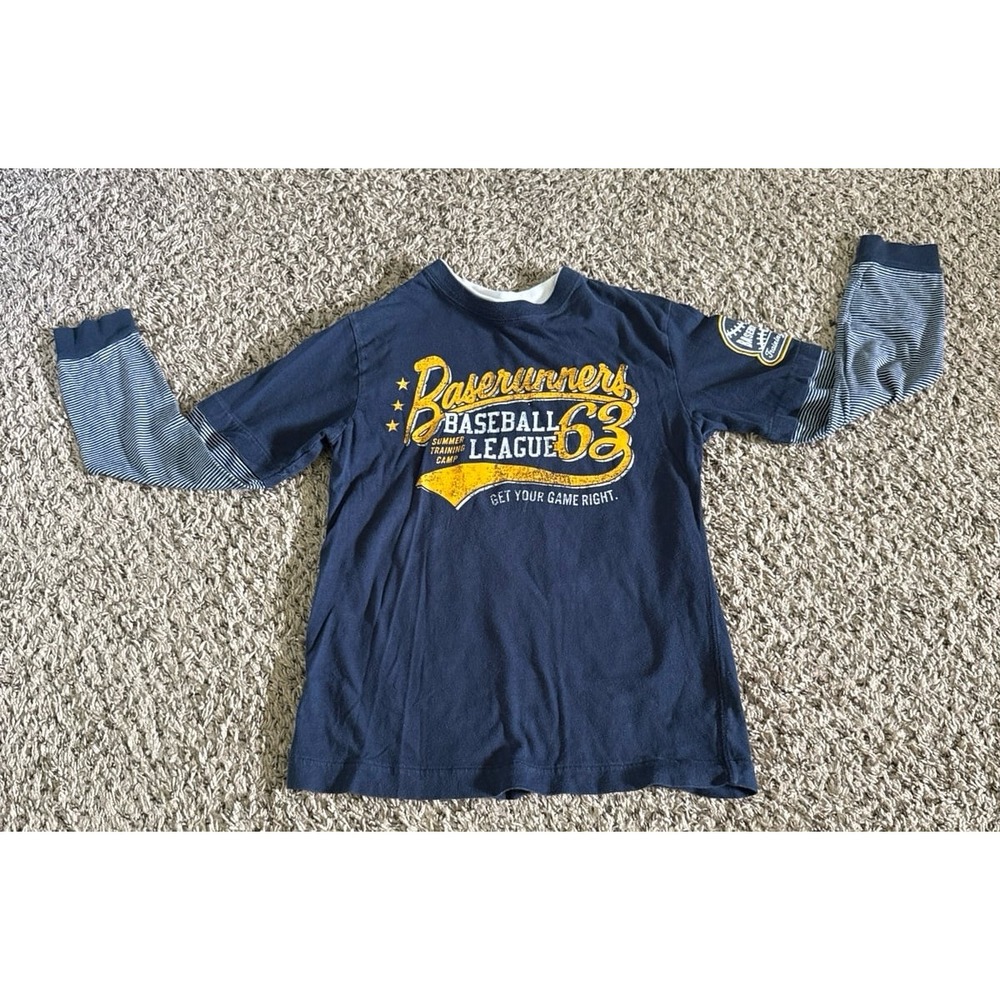 Old Navy Boys Navy Blue Baseball League "Get Your Game Right" T-Shirt Size 8